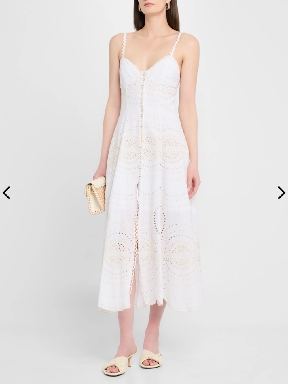 NWT CHARO RUIZ IBIZA Catta Embroidered Button-Front Midi Dress Size XS